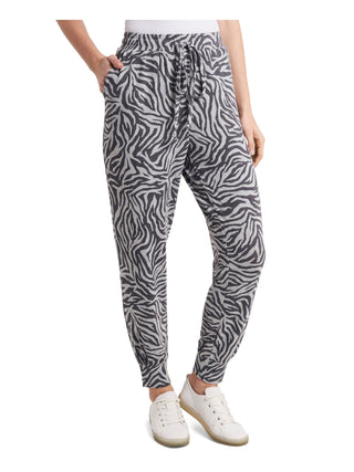 1.STATE Women's Zebra Print Comfy Jogger Pants Gray