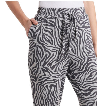 1.STATE Women's Zebra Print Comfy Jogger Pants Gray