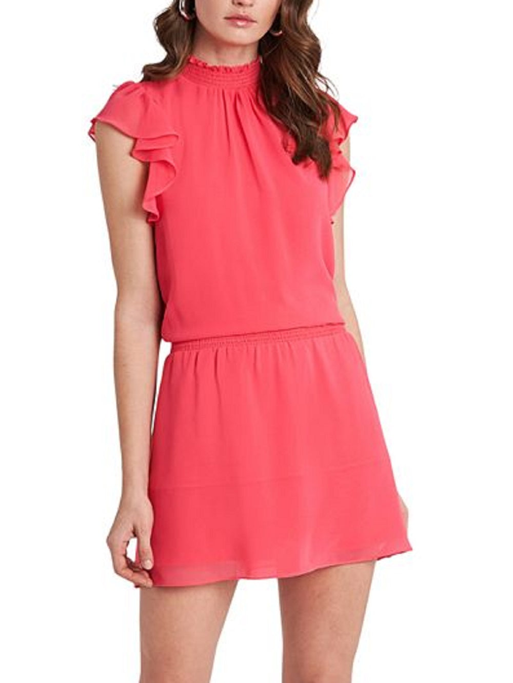 1.STATE Women's Flutter Sleeve Dress Pink Size Large