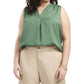 Vince Camuto Women's Pleated Sleeveless V Neck Top Green Size 2X