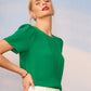 Cece Pleat Front Top In Lush Green Size Medium