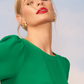 Cece Pleat Front Top In Lush Green Size Medium