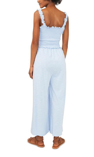 Riley & Rae Women's Smocked Jumpsuit Blue Size X-Small