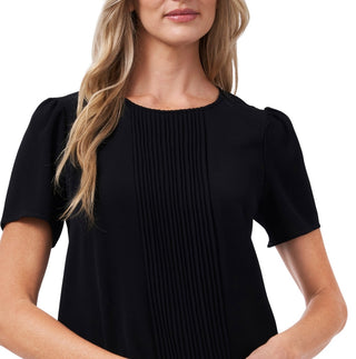 CeCe Women's Pleat Front Top Black Size Small
