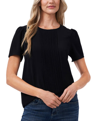 CeCe Women's Pleat Front Top Black Size Small