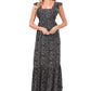 CeCe Women's Ditsy Floral Ruffle Trim Maxi Dress Black Size X-Large