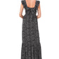 CeCe Women's Ditsy Floral Ruffle Trim Maxi Dress Black Size X-Large
