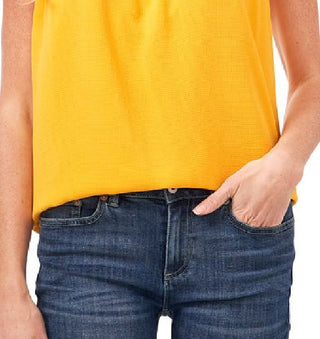 CeCe Women's Sleeveless Square Neck Top Yellow Size Small