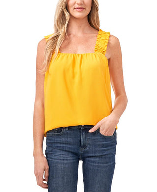 CeCe Women's Ruffle Sleeveless Swing Top Yellow Size Large