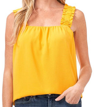 CeCe Women's Ruffle Sleeveless Swing Top Yellow Size Large