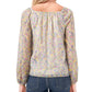 CeCe Women's Garden Muses Floral Square Neck Long Sleeve Top Green Floral Size Large