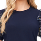CeCe Women's Scattered Ditsy Puff Sleeve Mixed Media Top Blue Size Large