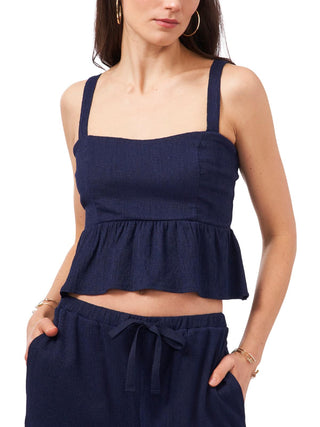 1.STATE Women's Cropped Sleeveless Peplum Top Blue