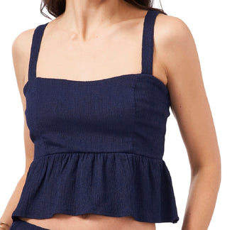 1.STATE Women's Cropped Sleeveless Peplum Top Blue