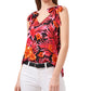 Riley & Rae Women's Printed V Neck Top Red Size Medium
