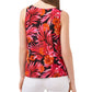 Riley & Rae Women's Printed V Neck Top Red Size Medium