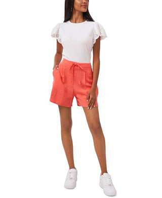 Riley & Rae Women's Coral Stretch Pocketed Tie Relaxed Fit Drawstring Shorts Orange Size X-Large