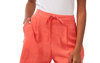 Riley & Rae Women's Coral Stretch Pocketed Tie Relaxed Fit Drawstring Shorts Orange Size X-Large