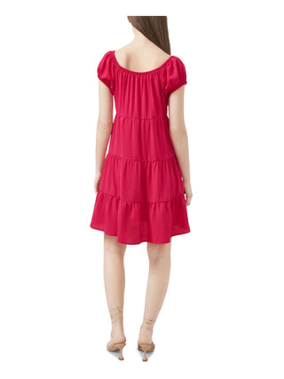 Riley&Rae Women's Pouf Sleeve Square Neck Short Shift Dress Red Size X-Small