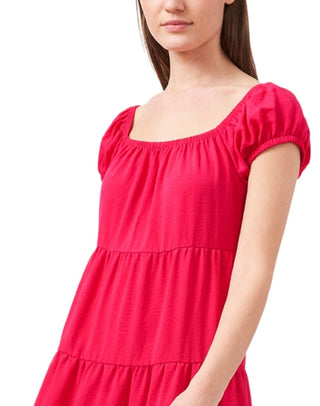 Riley&Rae Women's Pouf Sleeve Square Neck Short Shift Dress Red Size X-Small