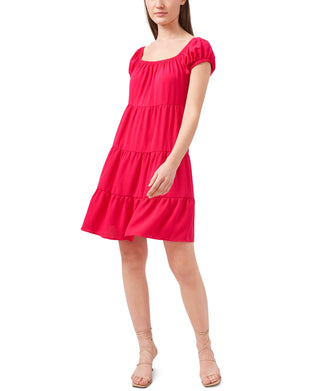 Riley&Rae Women's Pouf Sleeve Square Neck Short Shift Dress Red Size X-Small