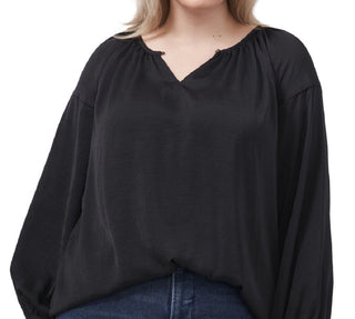 Vince Camuto Women's Keyhole Rumple Satin Blouse Black Size 2X