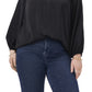 Vince Camuto Women's Keyhole Rumple Satin Blouse Black Size 2X