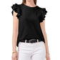 Vince Camuto Women's Tiered Ruffled Sleeve T-Shirt Black Size X-Large