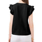 Vince Camuto Women's Tiered Ruffled Sleeve T-Shirt Black Size X-Large