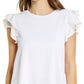 Vince Camuto Women's Tiered Ruffle Sleeve Cotton Blend Top White Size X-Large