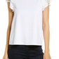 Vince Camuto Women's Tiered Ruffle Sleeve Cotton Blend Top White Size X-Large