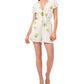 1.STATE Women's Short Sleeve Tie Front Romper Brown Size X-Large
