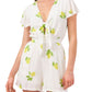 1.STATE Women's Short Sleeve Tie Front Romper Brown Size X-Large