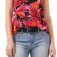 Riley & Rae Women's Tropical Print Tie Neck Blouse Red Size X-Small