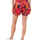 Riley & Rae Women's Stretch Pocketed Pleated Floral Shorts Red Size X-Large