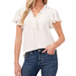 CeCe Women's Ruffle V Neck Top White Size S