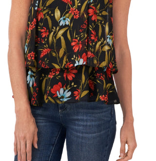 CeCe Women's Floral Halter Top Black Size Medium