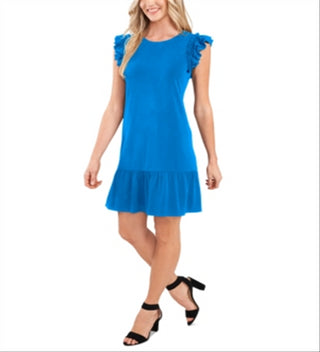 CeCe Women's Flutter Sleeve Short Wear To Work Dress Blue Size Small