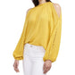 Vince Camuto Women's Cold Shoulder Crepe Top Yellow Size Small