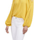 Vince Camuto Women's Cold Shoulder Crepe Top Yellow Size Small