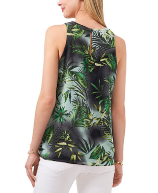 Vince Camuto Women's Printed Keyhole Back Top Black Small