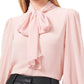 Vince Camuto Women's Puff Shoulder Tie Neck Blouse Pink Size Small