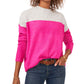 Vince Camuto Women's Extend Shoulder Colorblock Sweater Pink Size Large