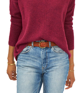 Vince Camuto Women's Center Seam Crewneck Sweater Red Size Small