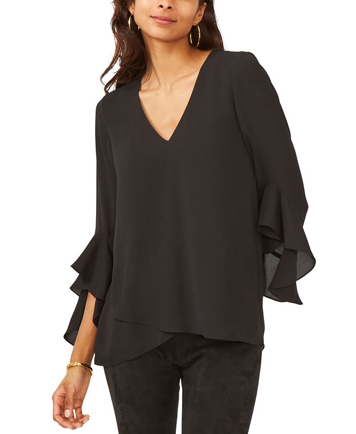 Vince Camuto Women's Trumpet Sleeve Top Black Size Medium