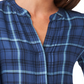 Vince Camuto Women's Plaid Ruffle Sleeve Top Blue Size X-Small