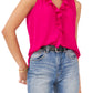 Vince Camuto Women's Ruffle Neck Sleeveless Georgette Blouse Pink Size M