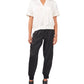 Vince Camuto Women's Luxe Satin Cargo Jogger Pants Black Size X-Large