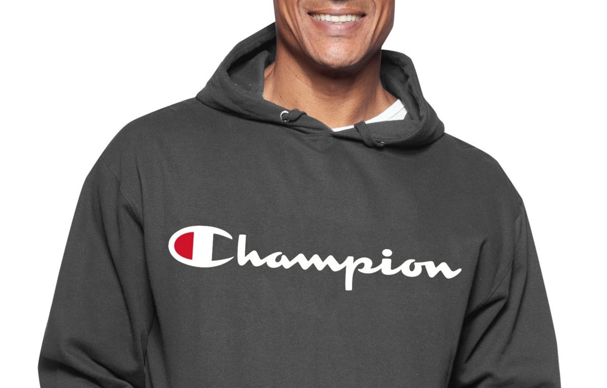 Champion Men's Logo Print Hoodie Gray Size 2X