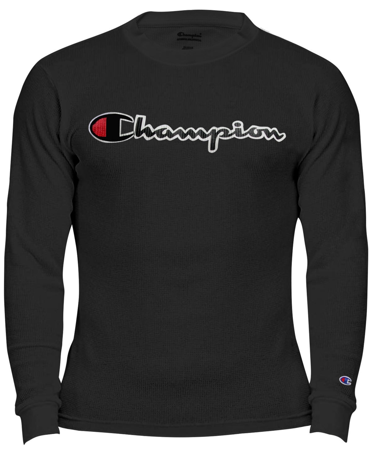 Champion Men's Big & Tall Thermal Logo Print Shirt Black Size Large